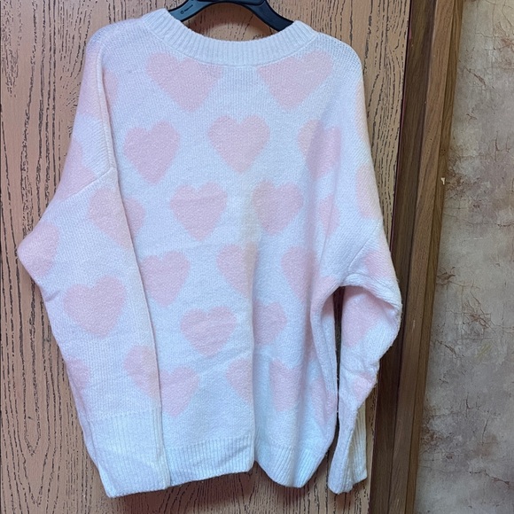 Vince Camuto Pink Heart Women's Sweater - Picture 3 of 3